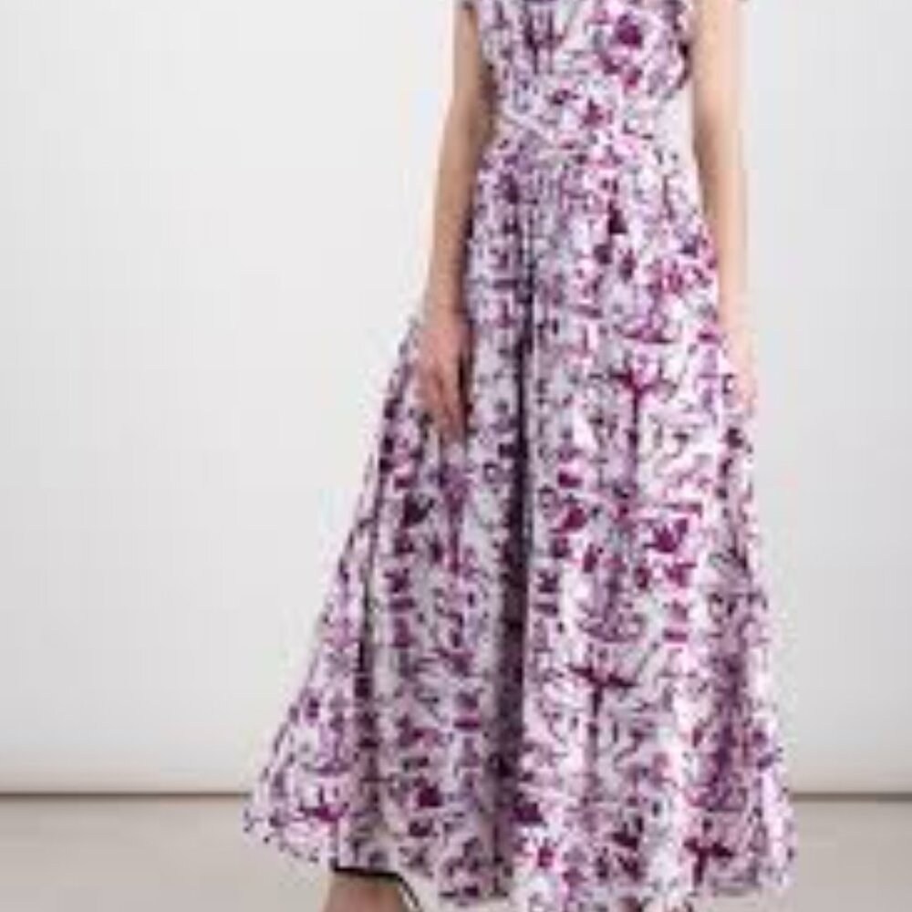 PATOU Voluminous maxi dress in Stories & Tales Print dainty Ruffle sleeve 38 / 6 - Picture 7 of 15
